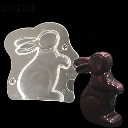 Hard Plastic New Design DIY 3D Bunny Rabbit Shape Easter Rabbit PC Polycarbonate Hard Plastic Chocolate Mold Candy Jelly Mould