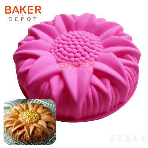 Big silicone cake molds bread pastry mold large sunflower design baking pastry moulds cake bakeware pudding mould diy birthday