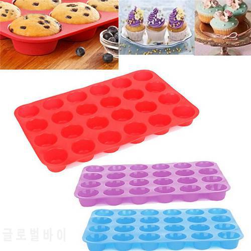 New Mini Muffin Cup 24 Cavity Silicone Soap Cookies Cupcake Bakeware Pan Tray Mould Home DIY Cake Tool Mold Baking Pastry Tools