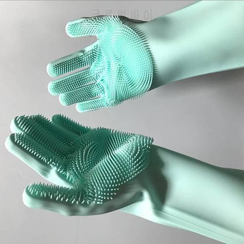 shipping 1 Pair Magic Silicone Rubber Dish Washing Gloves Eco-Friendly Scrubber Cleaning For Multipurpose Kitchen Bathroom