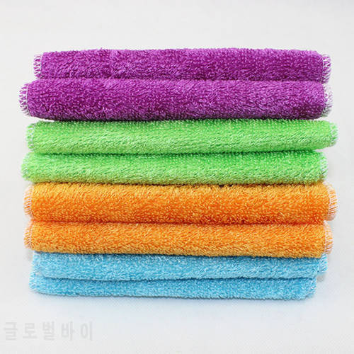 12Pcs/Lot Microfiber Cleaning Cloths Kitchen Double-deck Natural Bamboo Fibre Dishcloth Non-sticking Magic Household KC1095