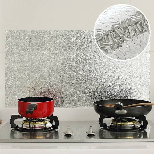40*200cm Waterproof Vinyl Wallpaper Silver Kitchen Aluminum Foil Wall Sticker Self Adhesive Table Cloth
