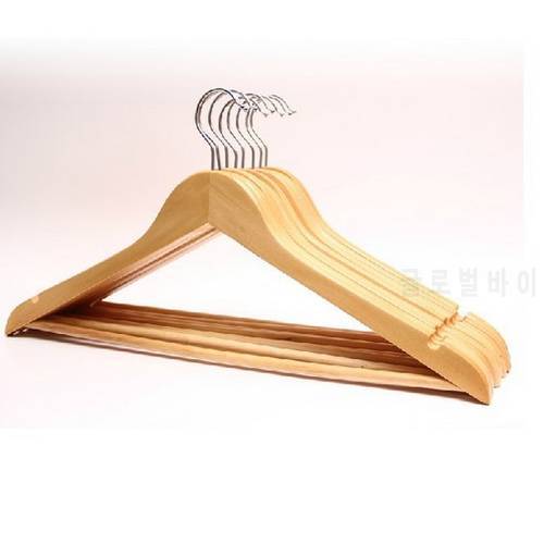 2PCS/LOT Wooden Wood Coat Hangers Clothes Garment Suit Shirt Trouser Hanger Drying Racks Nets OK 0207