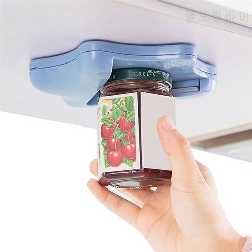 Can Opener Creative Can Opener Under the Cabinet Self-adhesive Jar Bottle Opener Top Lid Remover Helps Tired or Wet Hand Random