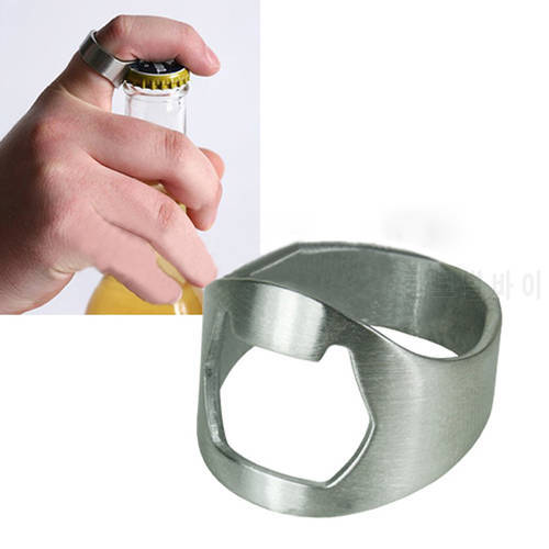 Stainless Steel Cool Finger Thumb Ring Beer Bottle Opener Tool Bar Home Gadget S