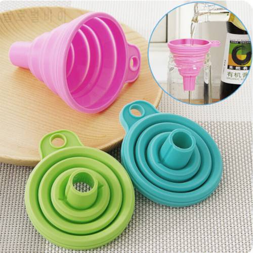 1pc Mini Foldable Funnel Colorful Silicone Collapsible Style Funnel Folding Portable Funnels Kitchen Accessories Gadgets