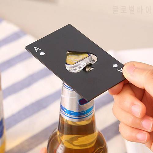 Mini Spade A Poker Card Beer Bottle Opener Creative Stainless Steel Bottle Opener Black Silver Party Decor Bar Accessories