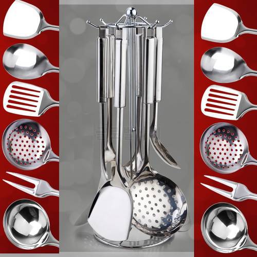 7pcs Stainless steel kitchenware set Spatula Spoon Cookware Set Kitchen Shelf