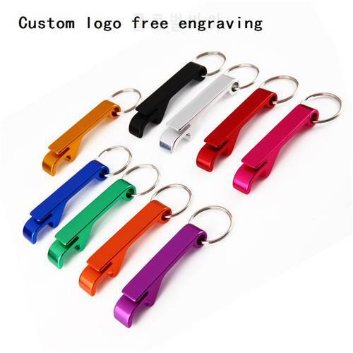 200Pcs Free Laser Engraving Bottle Opener Keychain Rings Custom Logo Metal Key Chain Bottle / Can Openers Promotional Gift Item