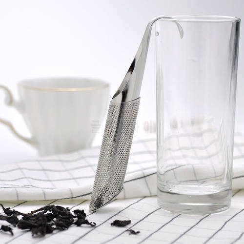Stainless Steel Pipe Design Tea Strainer Herb Spice Filter Diffuser Tea Infuser with Hook Tea Accessories