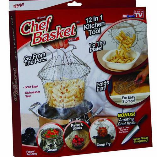 High Quality Foldable Fry Basket Steam Rinse Strain magic basket mesh basket Strainer Net Kitchen Cooking Tool ss828