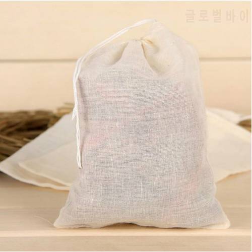 50pcs/lot Cotton Drawstring Strainer Tea Bag Spice Food Separate Filter Bags For Drinking Tea Tools 13*16cm