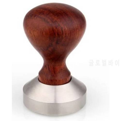 FeiC 1pc short wooden Handle 49/51/53/55/57/58mm Stainless Steel base Coffee Espresso Tamper Bean dusts Press Barista