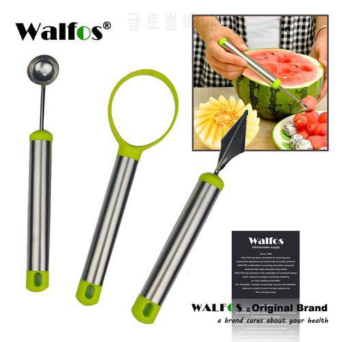 WALFOS Vegetable and Fruit Carving Tools Stainless Steel Melon Baller Fruit Carving Knife Double Side Melon Scoop