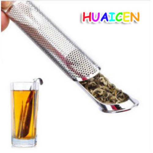 New Stainless Steel Tea Pot Infuser Handle Tea Leaf Strainer Spice Infuser Filter Diffuser Pipe Hole 14.5*3cm