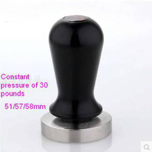 1pc Black Spring Handle 58mm Constant pressure of 30 pounds Stainless Steel Coffee Espresso Tamper Bean dust Press Barista