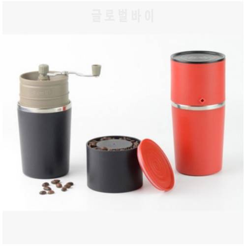 FeiC 1pc 2 color 2016 new arrival mini grinder&maker with Metal filter&kettle for drip coffee all in one outdoor Travel design
