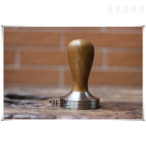 FeiC 1pc Professional Handmade Phoebe sheareri wooden Handle 51/58/58.35mm Stainless Steel base Coffee Espresso Tamper Barista