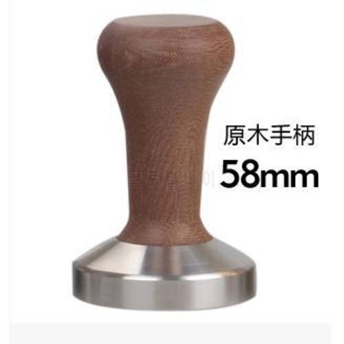 FeiC (Wooden Handle 58mm)Generic Stainless Steel Coffee Tamper Barista Espresso Tamper Base Coffee Bean Press