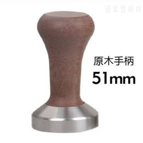 FeiC (Wooden Handle 51/58mm)Generic Stainless Steel Coffee Tamper Barista Espresso Tamper Base Coffee Bean Press