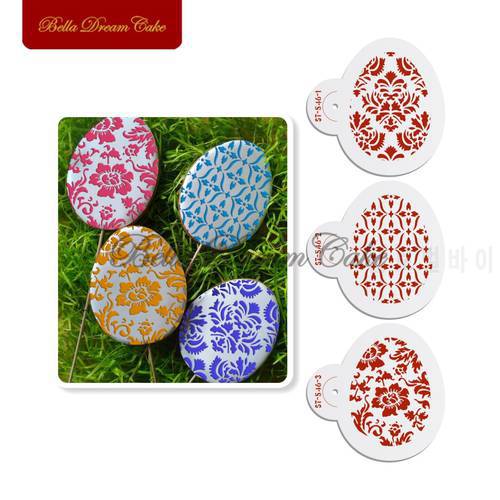 Easter Eggs Flower Pattern Cake Side Stencil Cake And Cupcake Decorating Mold Plastic Mould Cookies Stencil Bakeware Tool