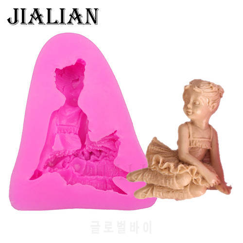 Dancing ballet girl soap mould Party wedding cake decorating tools DIY baking fondant silicone mold T0152