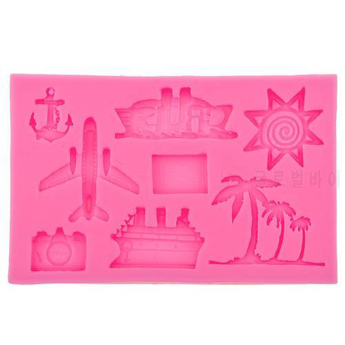 Coconut trees Hook Anchor Ship Plane, Aircraft,Sunsine Silicone for Cake Decorating Fondant Mold Chocolate Mould F0569