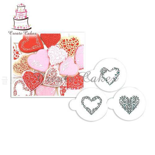 Swirl Valentine Heart Shape Stencil for Cupcake and Cookies Decoration Fondant Decorating Cake Tools Bakeware ST-685