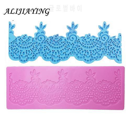Flower Lace Mold Cake border Decoration tools Fondant Cake 3D Mold Food Grade Silicone mat Mould D0358