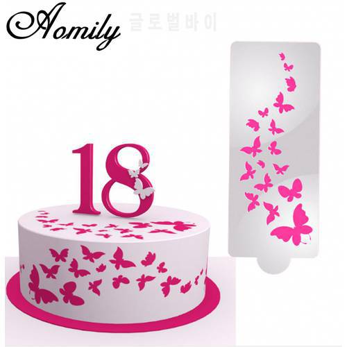 Aomily Butterfly Art Cake Stencil Airbrush Plastic Painting Art Mold Cookies Fondant Molds DIY Cake Mousse Brim Decorating Tool