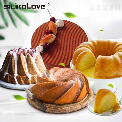 Big Bundt Cake Pan Silicone Mold for Baking Desserts Form Silikon Bread Baking Accessories Oven Baking Trays Sugarcraft Tools