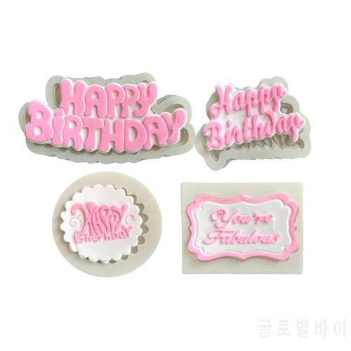 Happy Birthday Letter form silicone mold chocolate fondant cake decoration Tools cupcake mould