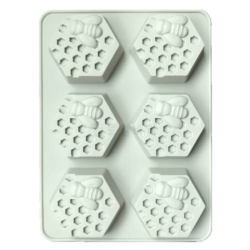 New Creative 6 Holes Honey Bee Honeycomb Silicone Soap Mold DIY Handmade 3D Cake Mould Easy To Demolding Soap Making Craft K131