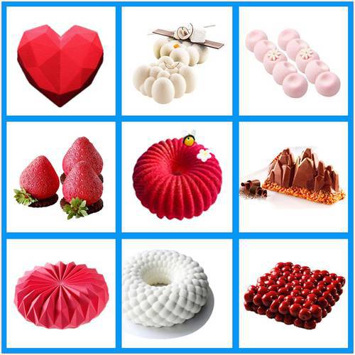 SHENHONG Pop Cake Decorating Mold 3D Silicone Molds For Baking Heart Round Cakes Brownie Mousse Make Dessert Pan Chocolate Tools