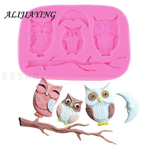 1Pcs Silicone Owl moon Branch cake mold animals fondant chocolate baking tools kitchen accessories sugarcraft mould D0449