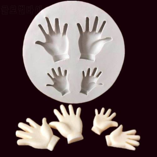 M157 3D DIY four hands shape findant silicone mold kitchen utensils wedding chocolate cake decorating tools