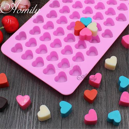 Aomily 55 Holes Heart Shaped 3D Silicon Chocolate Jelly Candy Cake Bakeware Mold DIY Pastry Bar Ice Block Soap Mould Baking Tool