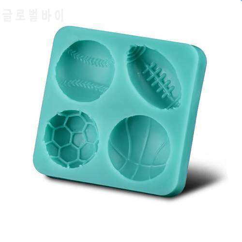 Ball Sports Series Mini Half Basketball Soccer Rugby And Tennis Ball Shape DIY Silicone Mold Fondant Cake Decoration Mould H395