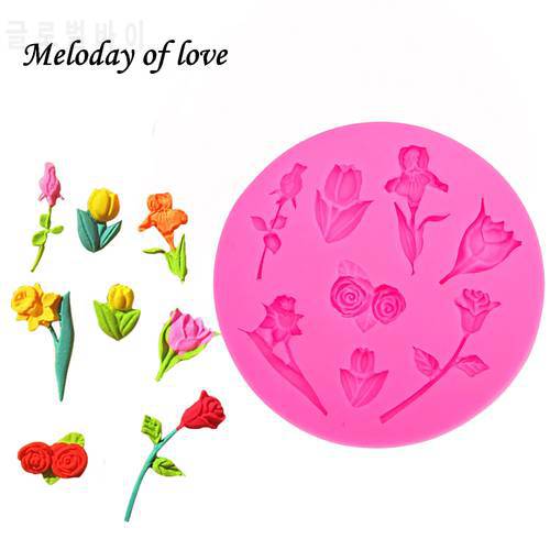 Roses flowers chocolate wedding cake decorating tools silicone mold dessert decorators moulds T0002