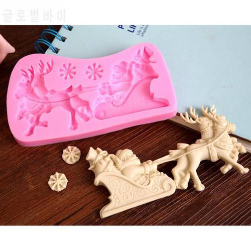 1Pc Christmas Santa Claus Milu Deer Shape Chocolate Candy Jello 3D Silicone Fondant Lace Mold Mould Cake Decoration Pastry Tools