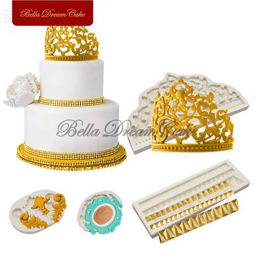 Crown Silicone Mold Cake Border Moulds Fondant Sugarcraft Mould For Wedding Decoration Cake Decorating Tools Kitchen Accessories