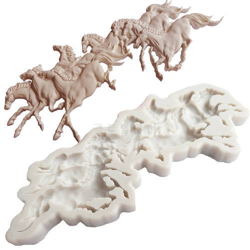 Run Horse Shape Fondant Cake Silicone Mold Cookie Ice Cream Molds Biscuits Candy Chocolate Mould Baking Cake Decoration Tools