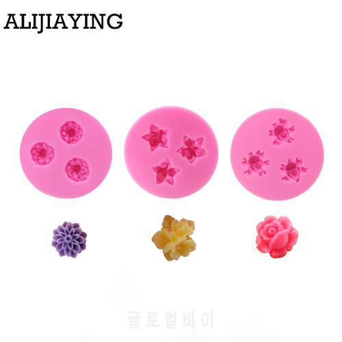 M0212 Flowers chrysanthemum modeling 3D DIY soap /Chocolate/ jelly silicone molds mini flower cake decoration tools