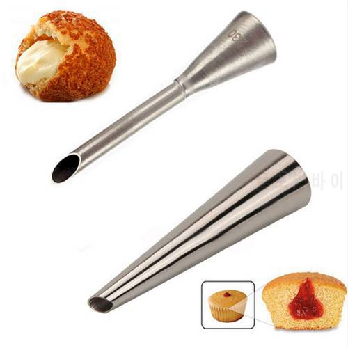2 PCS Cream Horn Piping Bag Nozzles Set Stainless Steel Cupcake Cake Decorating Tips For Puff Cream Pastry Tools