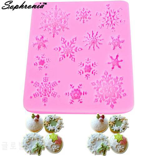 Sophronia Winter Mini Snowflake Silicone Mold For Fondant Cake Sugarcraft Biscuit 3D Christmas Cake Decorating Tools M080