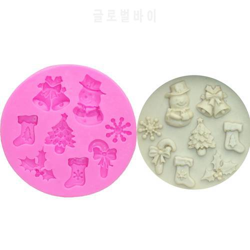 M0130 Food Grade 3D Christmas Tree/Bell/Snowman/Snowflake/sock Shape Silicone Mold Cake Decorating Tool