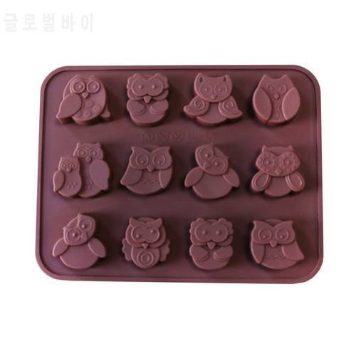 The New 12-hole Owl Shape Food Grade Silicone forms Chocolate Cake Mold Candy, Jelly, Lollipop Molds Diy Fondue Baking Tools