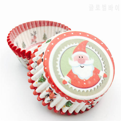 100Pcs/Lot Christmas Santa Claus cupcake baking cups cupcake liners paper cake tray mold cake decorating tools