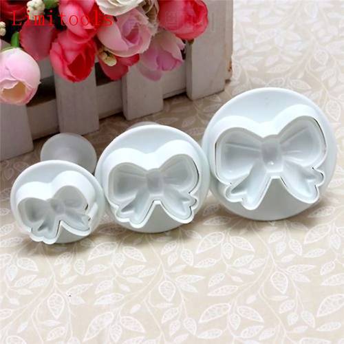 DIY Home Bow Knot Bakeware Flower Plunger Cutter Molds 3pcs/set Embossed Stamp For Fondant Cake Cookie Decorating Tool