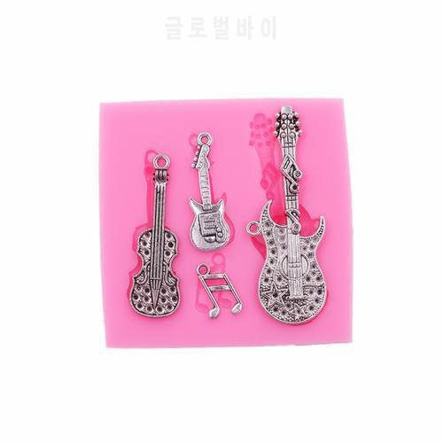Notes Guitar Elastic Mold Resin Clay Candy Chocolate Baking Bakery Bakery Chocolate Biscuits DIY Handmade Kitchen Baking Gadgets